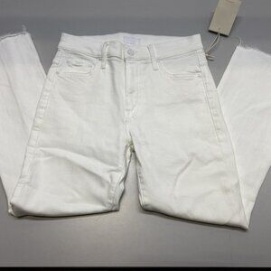 Mother Women’s The Lil Insider Crop Step Fray Jeans – White – Size 26P